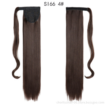 Top Quality Silky Straight High Ponytail For Black Women Pour Petite Fille Wrap Around Synthetic Clip Hair Ponytails Extensions